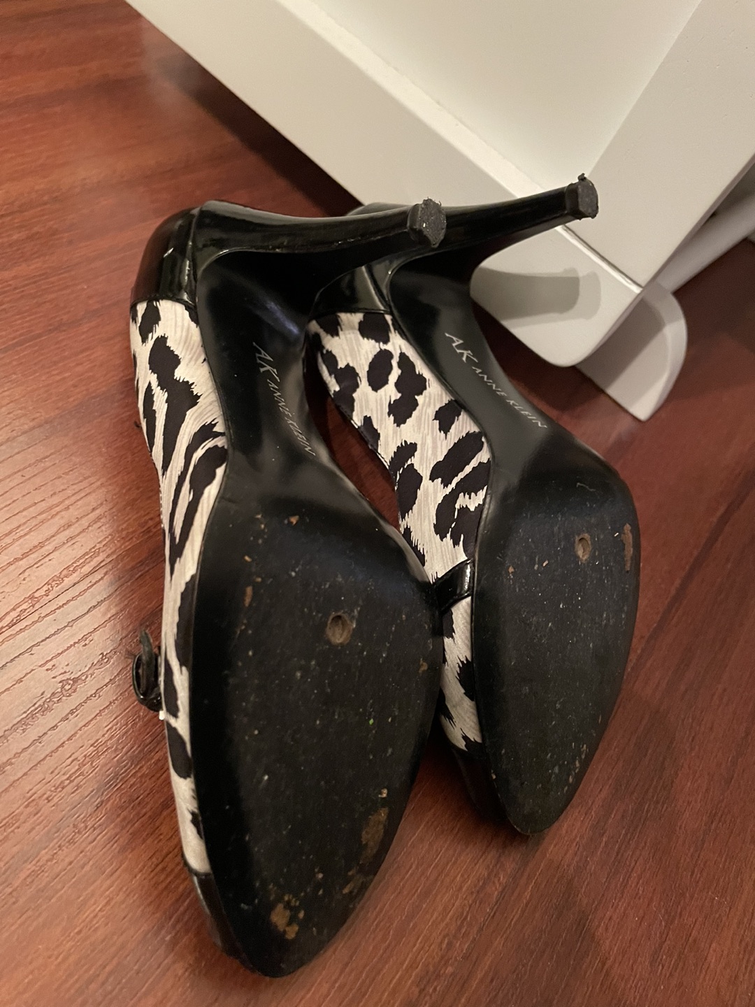 Anne Klein Dalmatian print open toe heels image indicator(4)