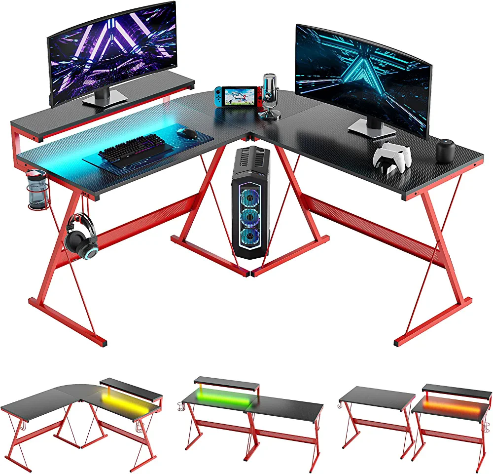 Bestier L-Shaped Led Gaming Computer Desk, RGB Strip  thumbnail