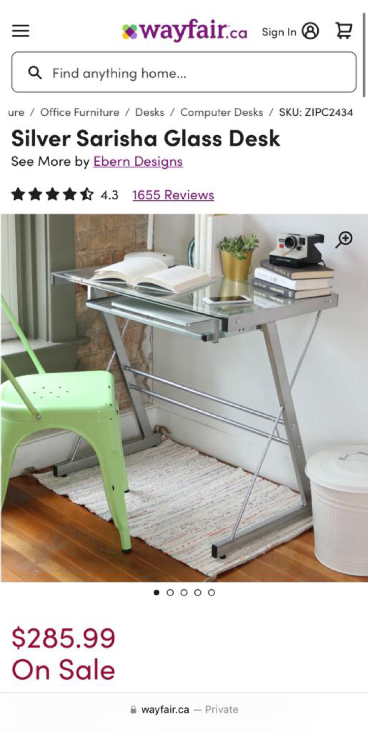 Silver sarisha glass computer desk- brand new still in box - photo 2