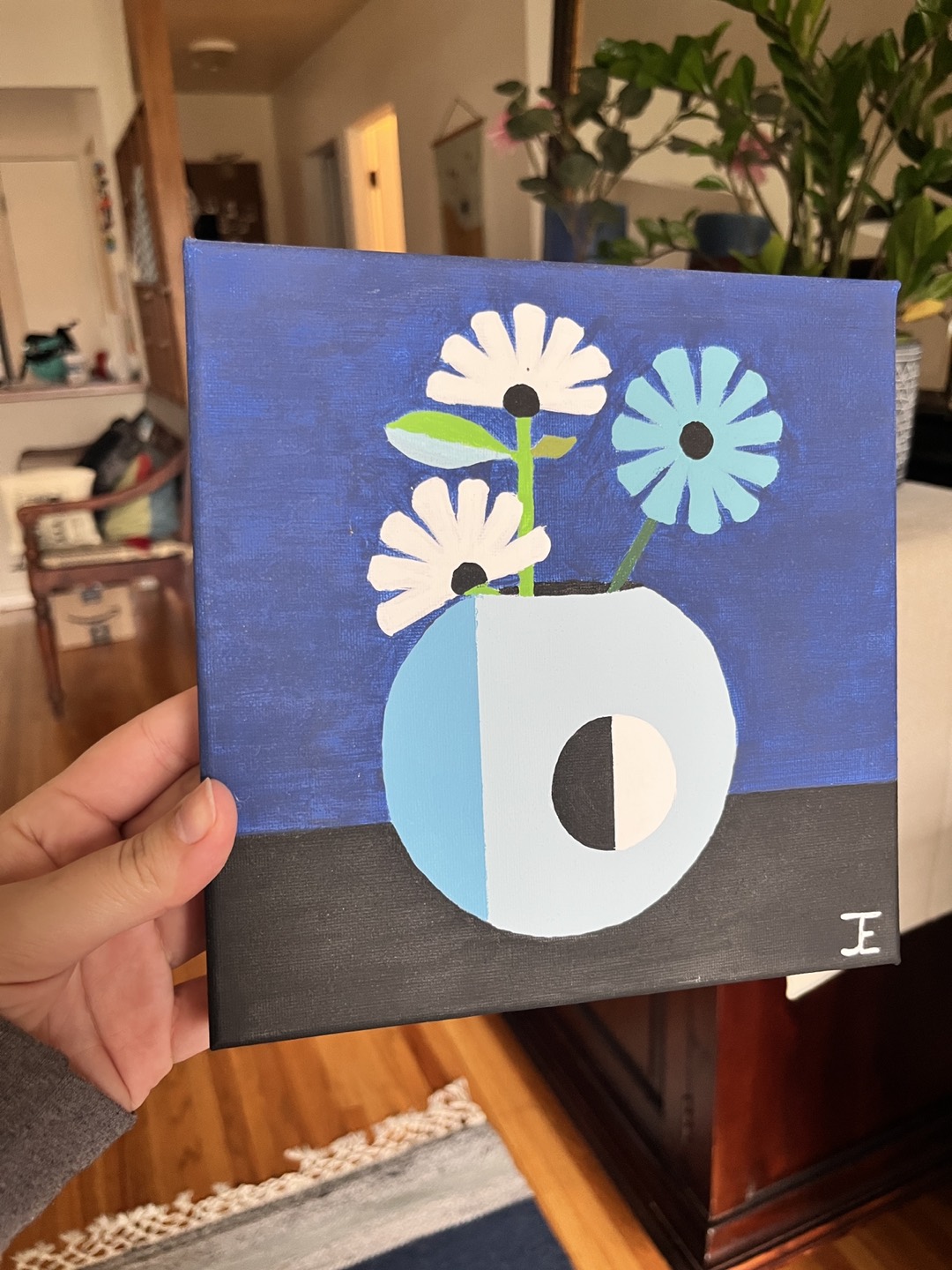 💸 Retro Flower Still Life - acrylic on Canvas thumbnail