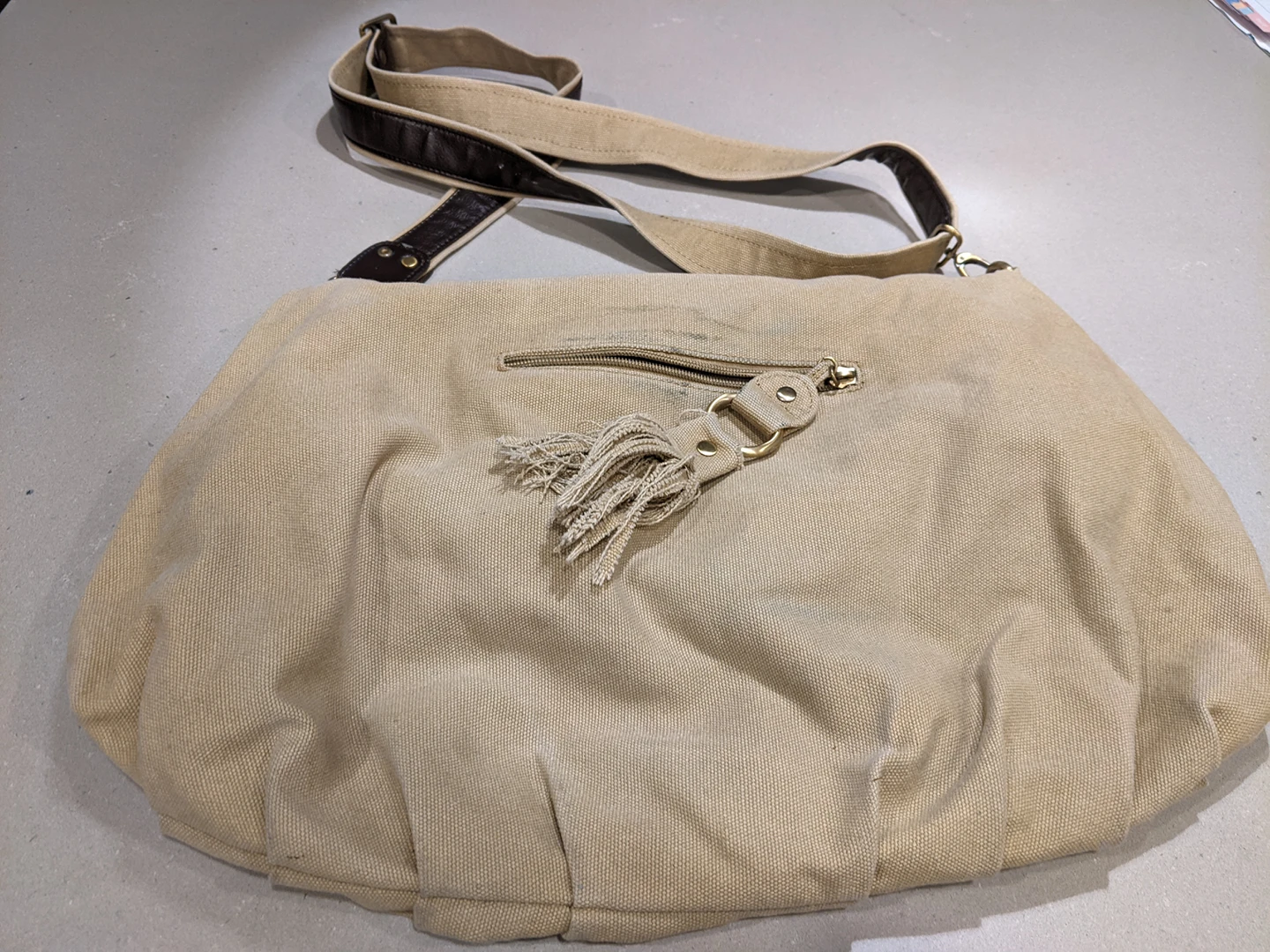 canvas and leather messenger bag thumbnail
