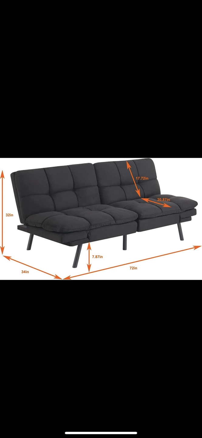 Memory Foam Futon Sofa Bed Couch Sleeper Convertible Foldable - photo 4