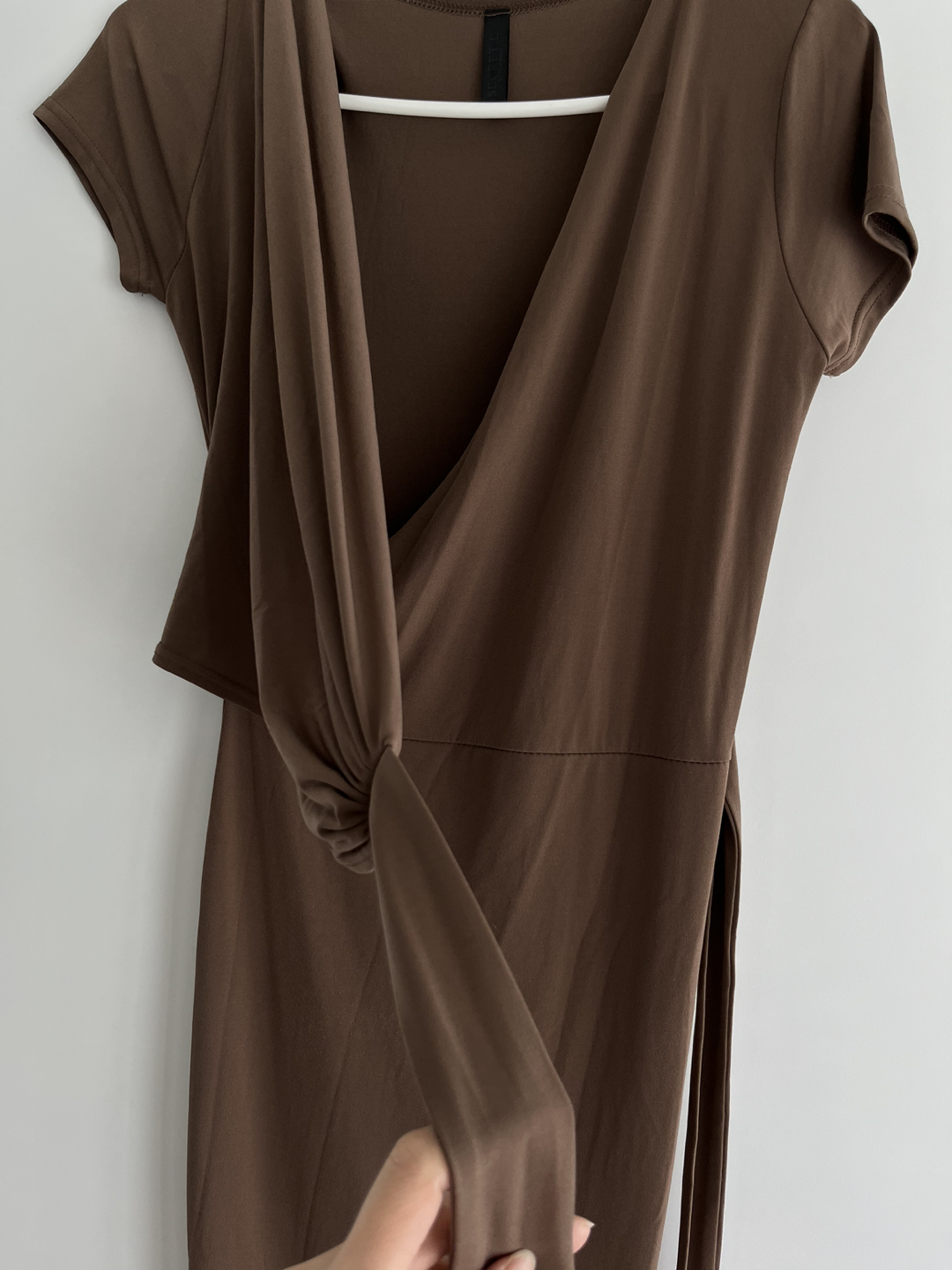 Belted wrap long dress (brown) - photo 4