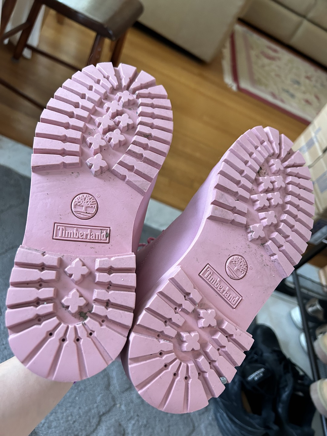 pink youth timberlands size 4 - photo 3