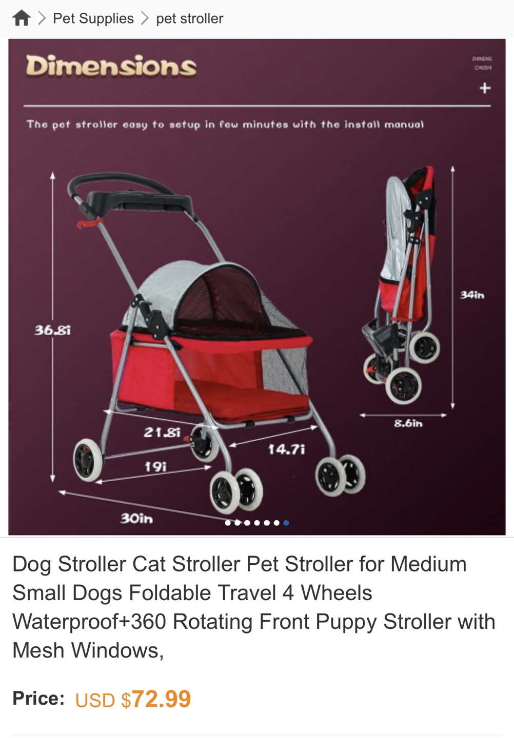 Brand NEW Pet Stroller (foldable) 🐶 - photo 3