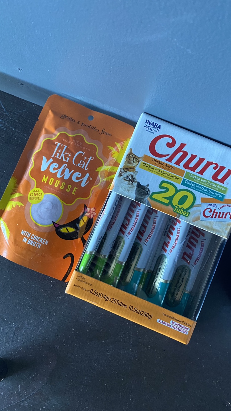 Cat treats and litter