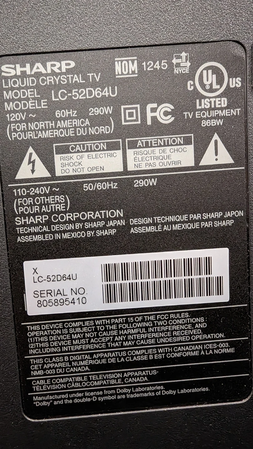 selling Sharp LCD screen 52" inch flat screen TV - photo 2