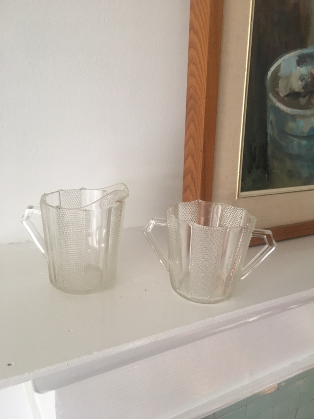 Pressed glass cream & sugar set ☕️ image indicator(4)