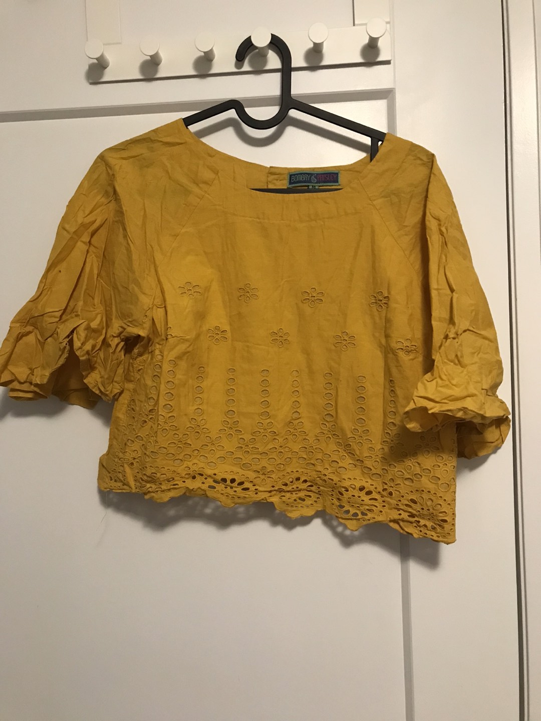 Mustard yellow embroidered top thumbnail