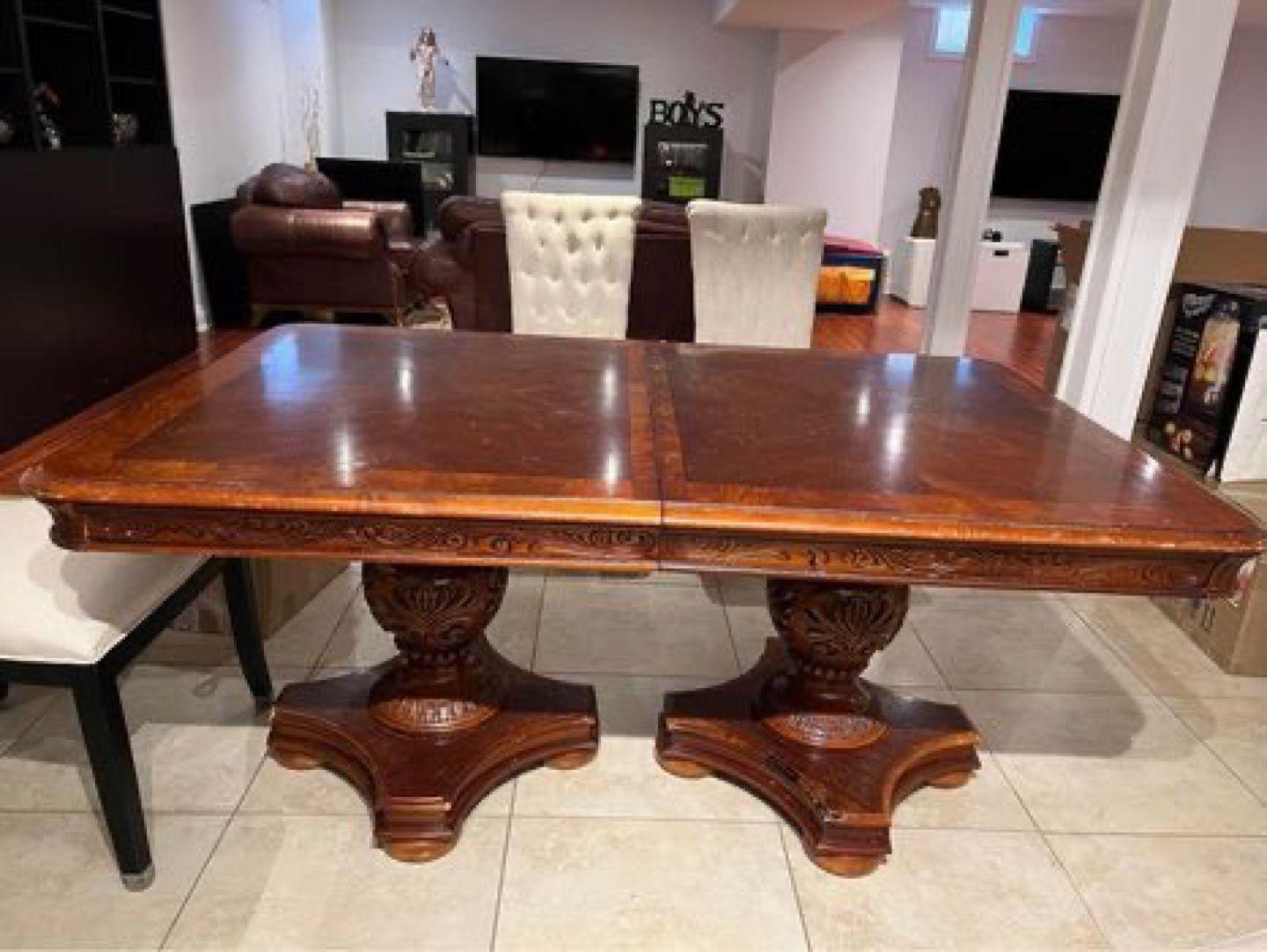 Wood dining table with two table leafs - photo 3