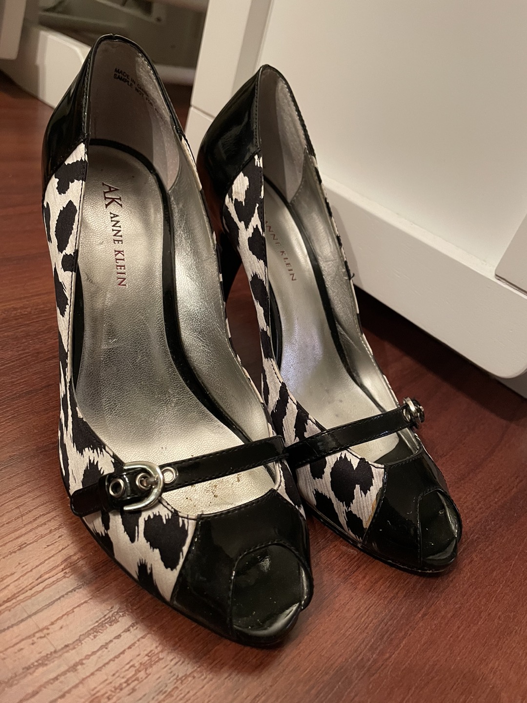 Anne Klein Dalmatian print open toe heels image indicator(2)