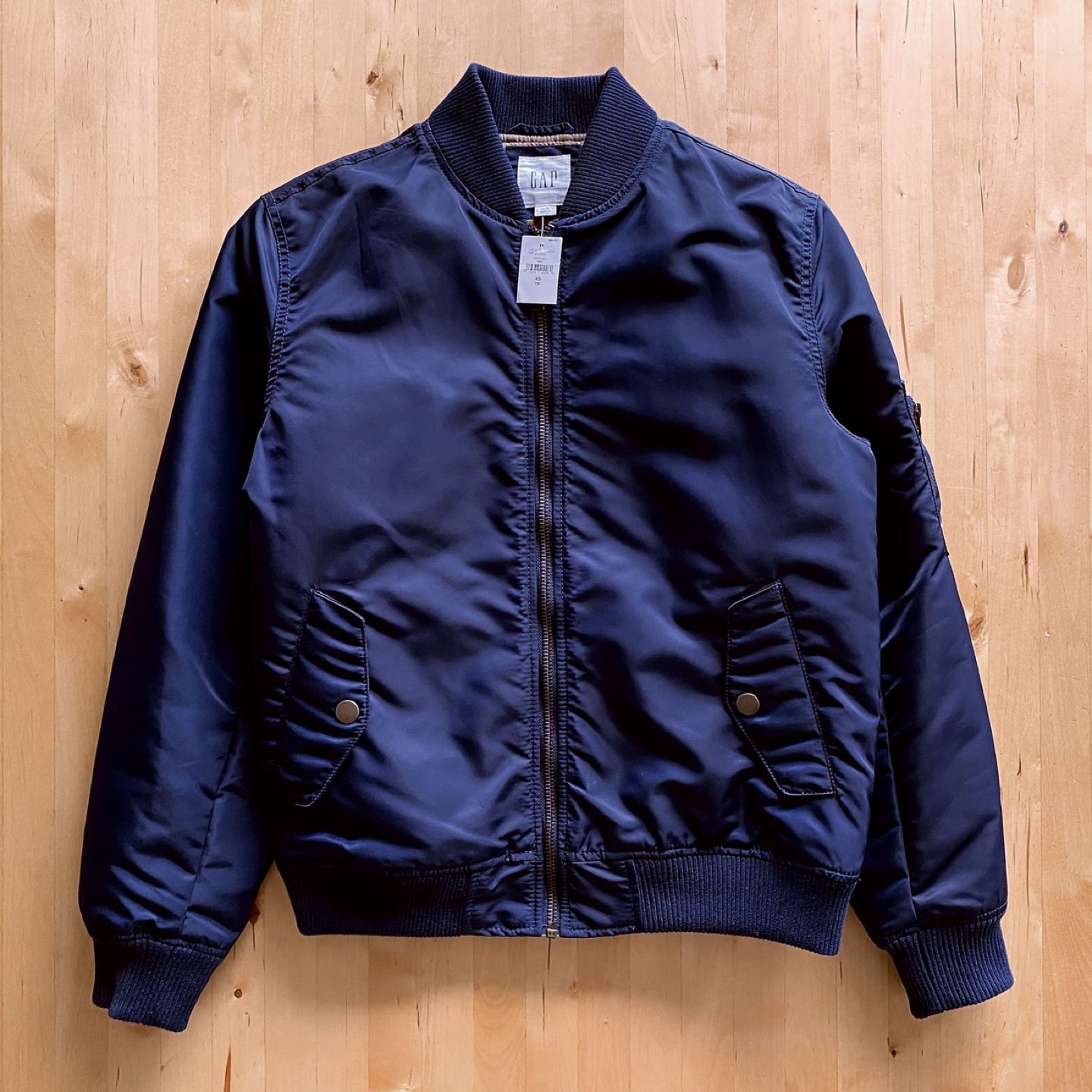 NWT Gap Classic Navy Bomber Jacket Mens XS thumbnail