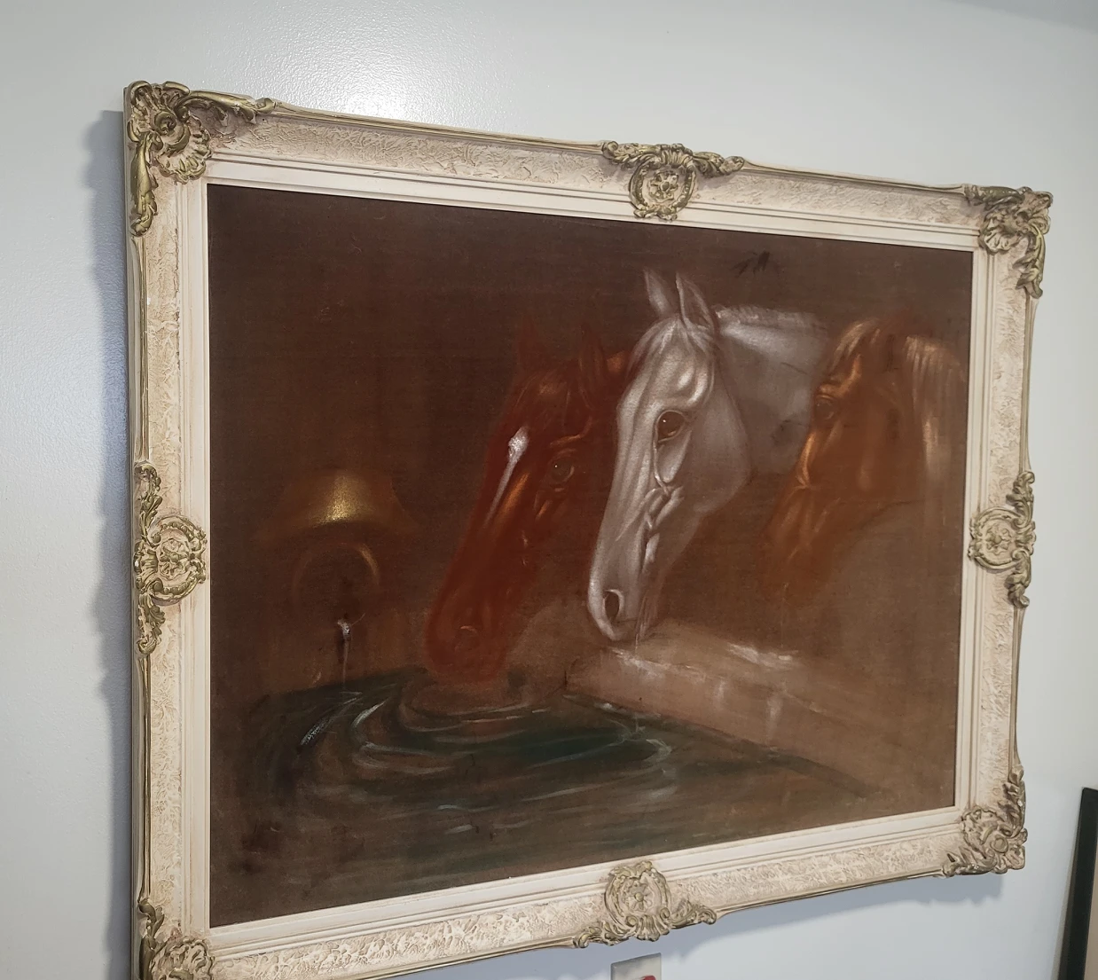 Horses Drinking Velvet Art