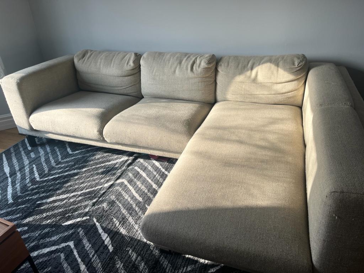 Beige IKEA Nockeby w/ chaise - used sofa sectional