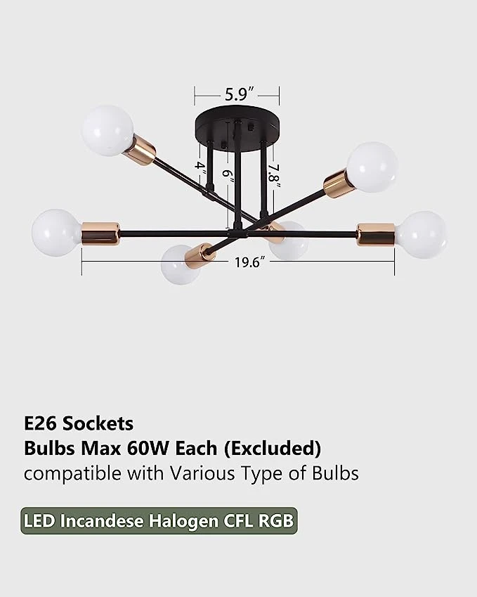 Black SHAWA semi flushmount ceiling fixture. - photo 2
