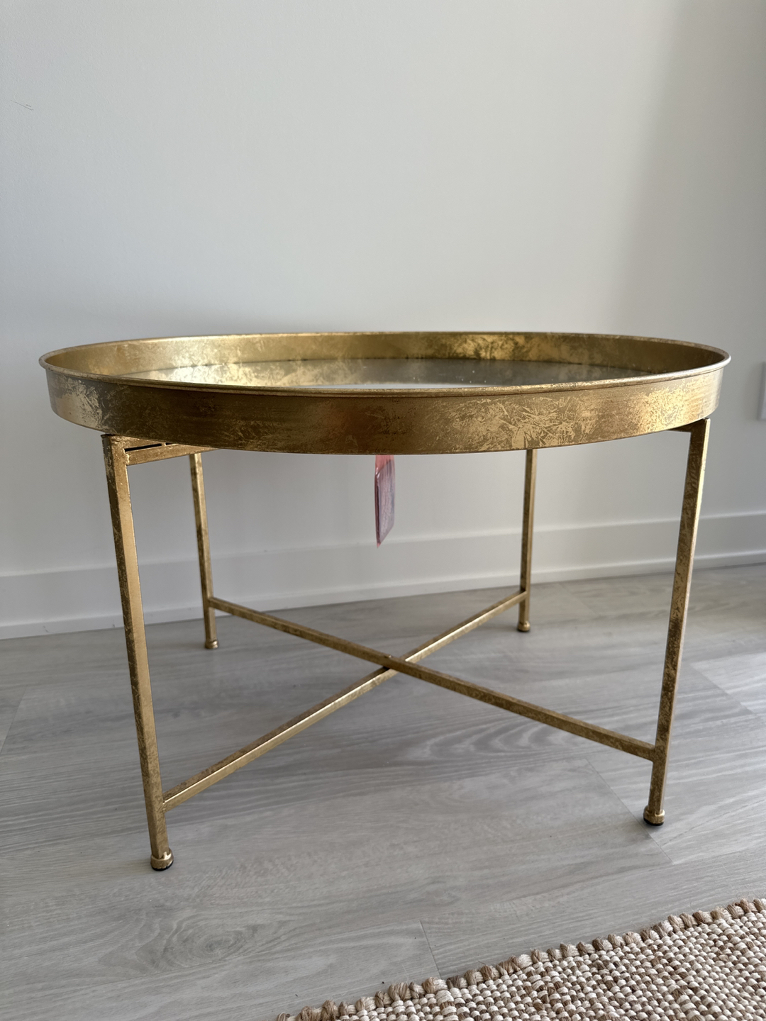 Mirrored Lift Top Cross Legs Coffee Table w/ Removable Tray - photo 5