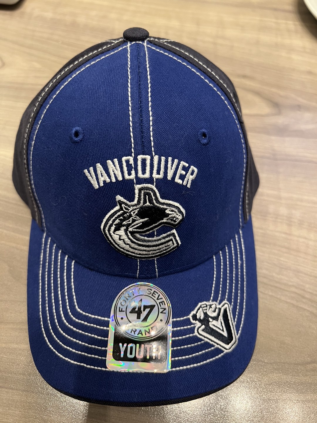 Canucks 47 Brand official NHL fitted hat in youth size thumbnail