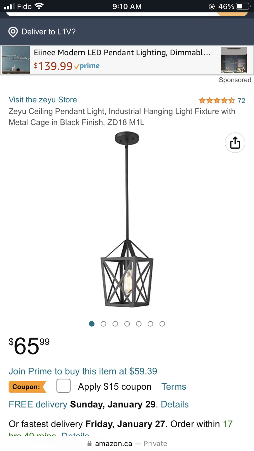 🏀 pendant light (New in box) thumbnail