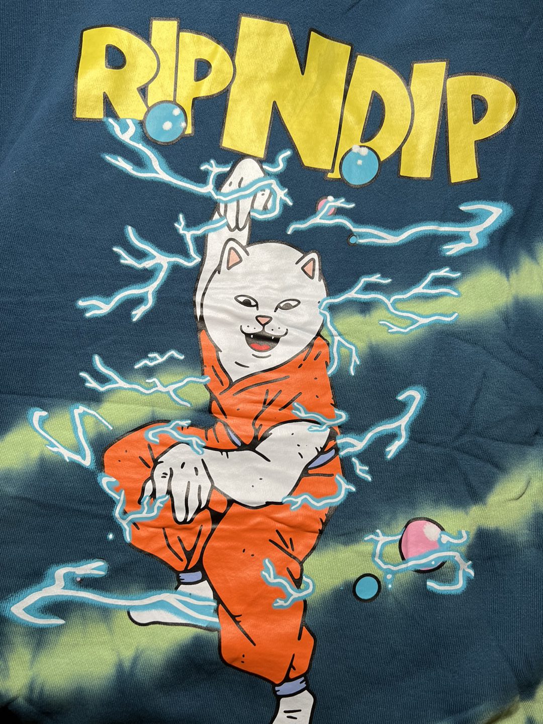 BRAND NEW RIPNDIP Super Sanerm Hoodie (Navy/Neon Green Dye) - photo 3