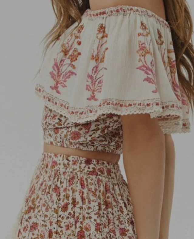 2 piece summer skirt and top set