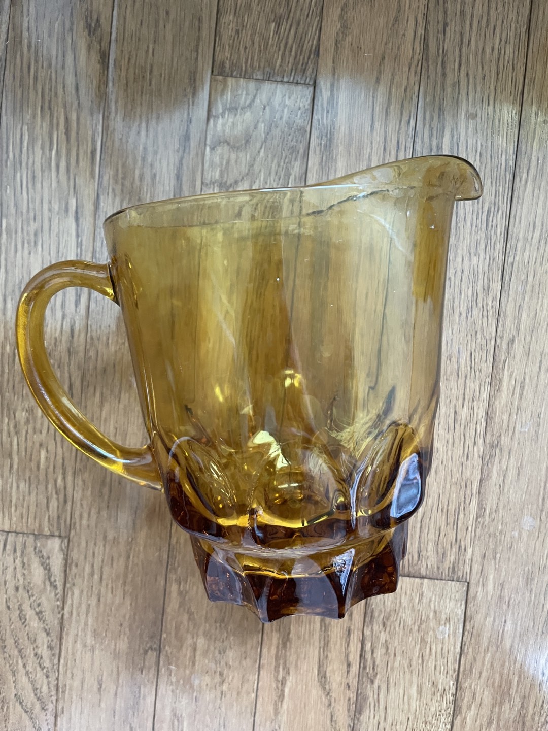 Vintage Amber glass pitcher and three water glasses image indicator(3)