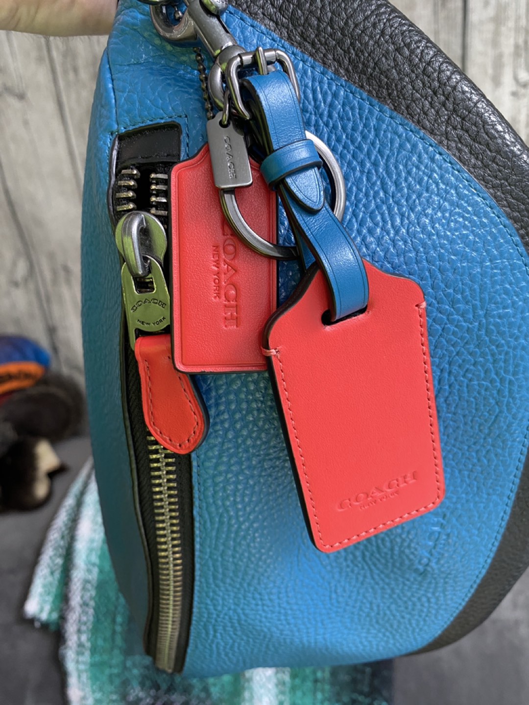 Coach Turquoise/Orange Leather Fanny Pack/Belt Bag image indicator(3)