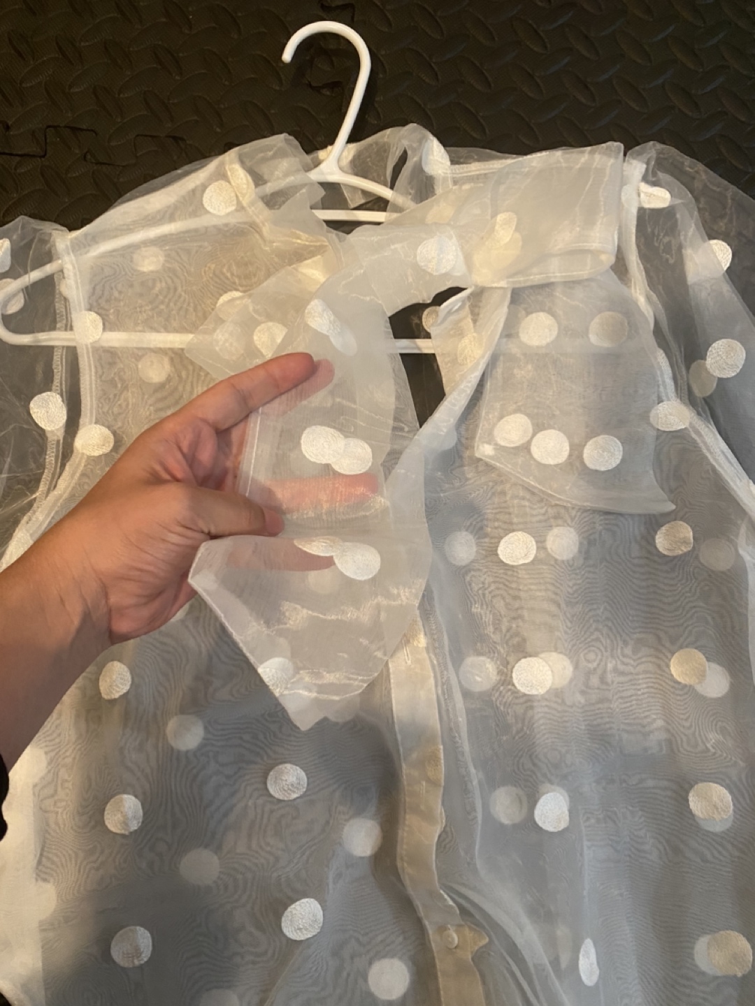 Polka dot sheer white blouse - photo 3