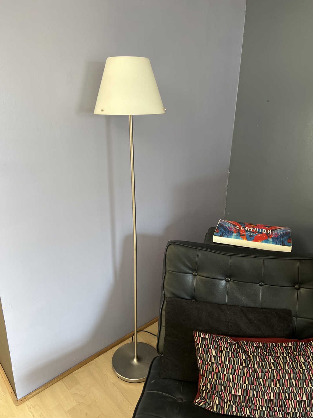 Frosted Glass Shade Stainless a steel standing Lamp thumbnail