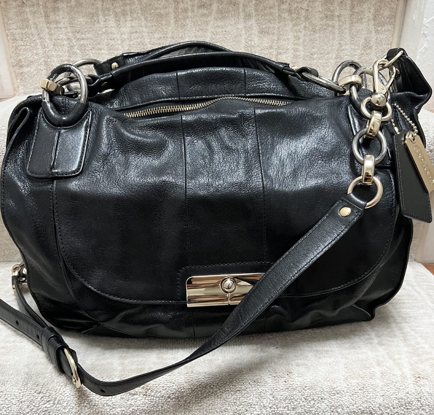 Coach leather handbag metal hardware thumbnail