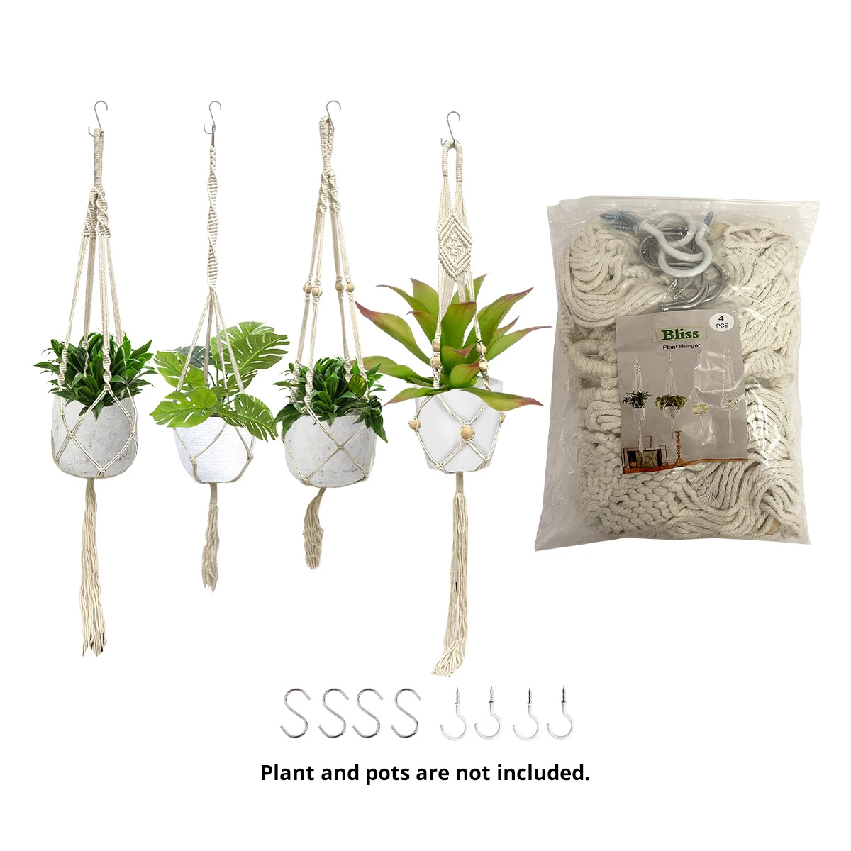 plant hanger mix 4 pack white