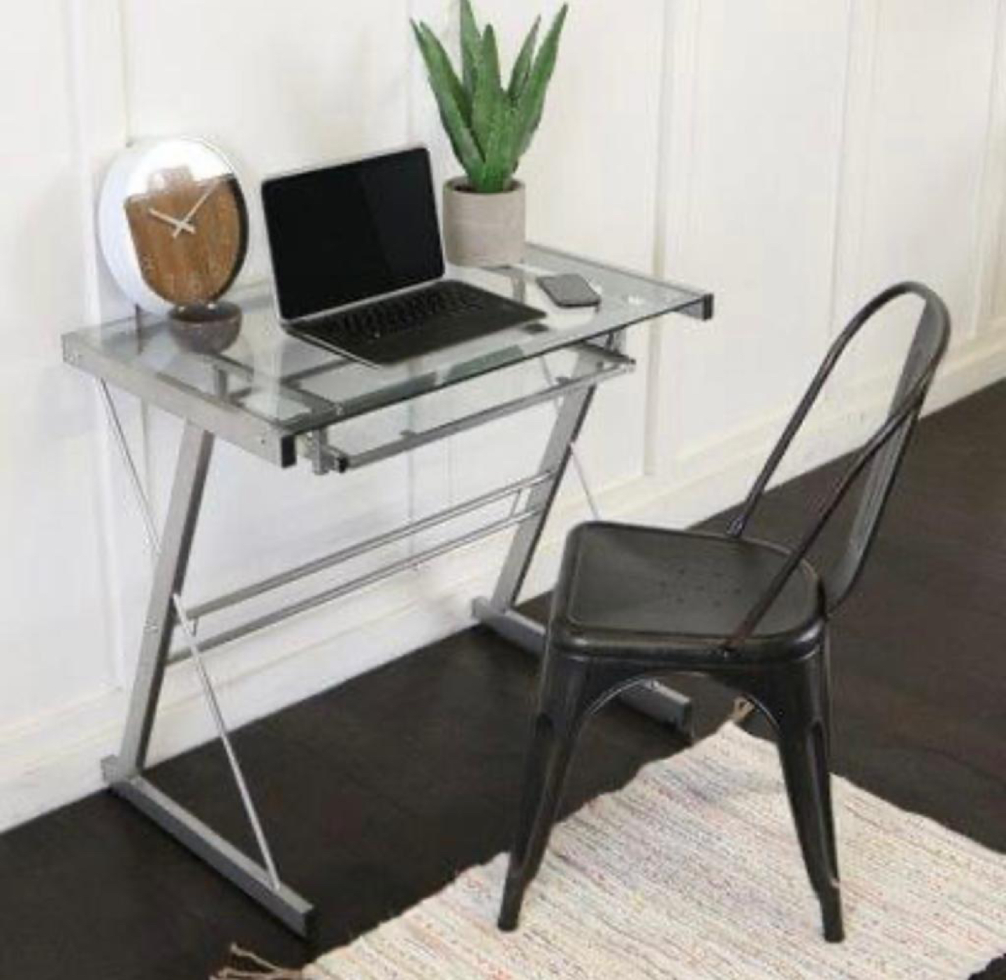 Silver sarisha glass computer desk- brand new still in box - photo 4