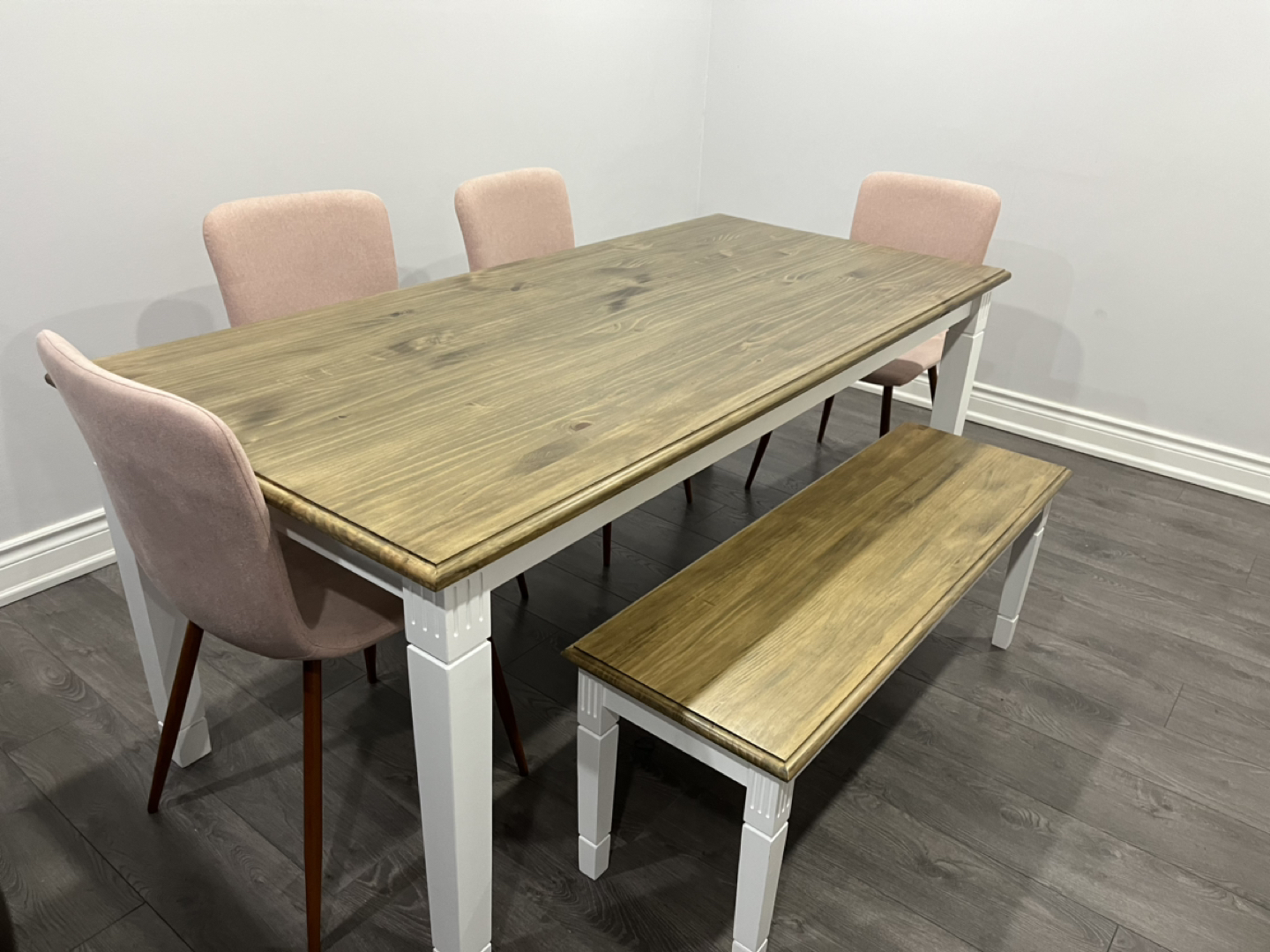 Wooden dining table chairs bench