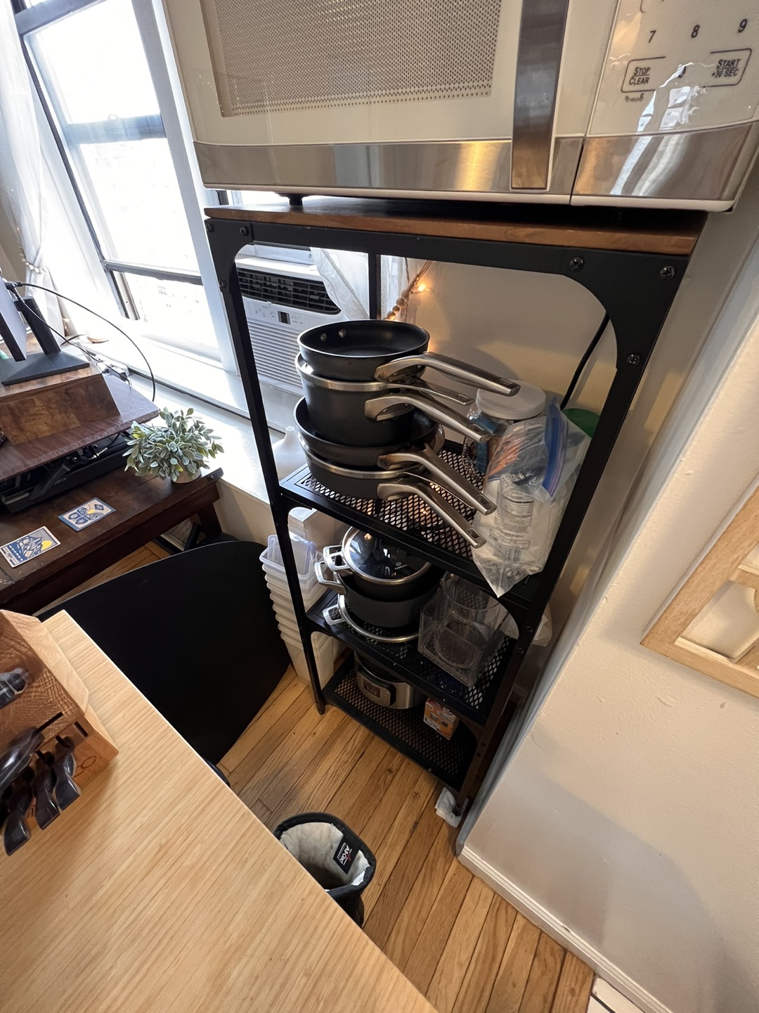 Clean and simple shelf organizer made out of wood and metal!