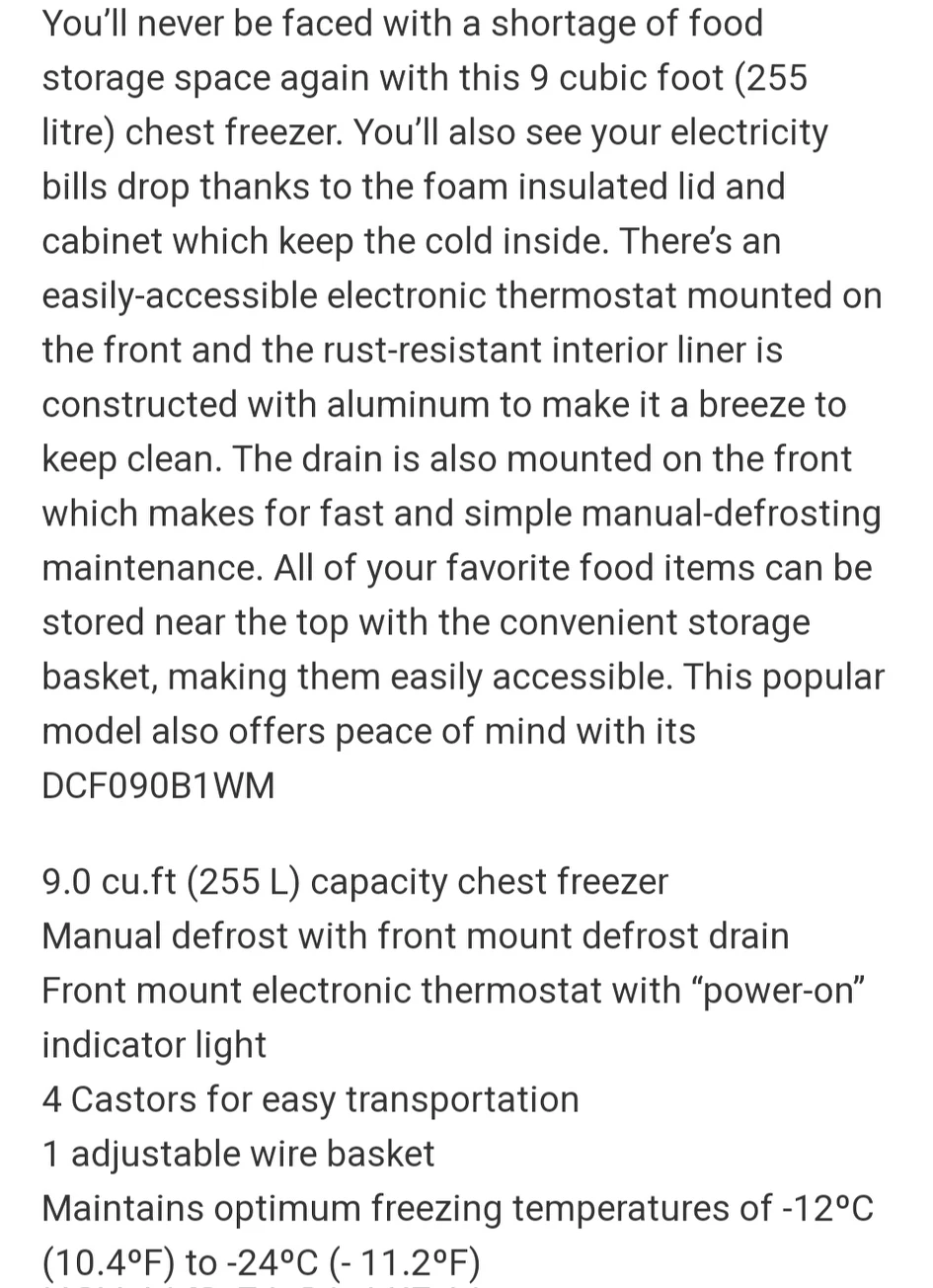 Danby Diplomat 9.0 cu. ft. Chest Freezer  Deep Freezer - photo 3