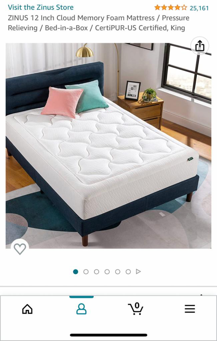 King bed / mattress + metal frame thumbnail