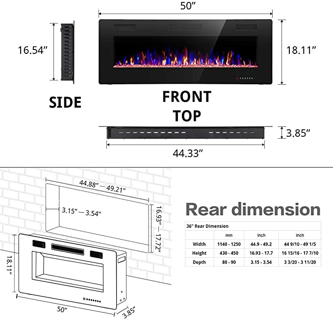 R.W.FLAME 50 inch Recessed and Wall Mounted - photo 4