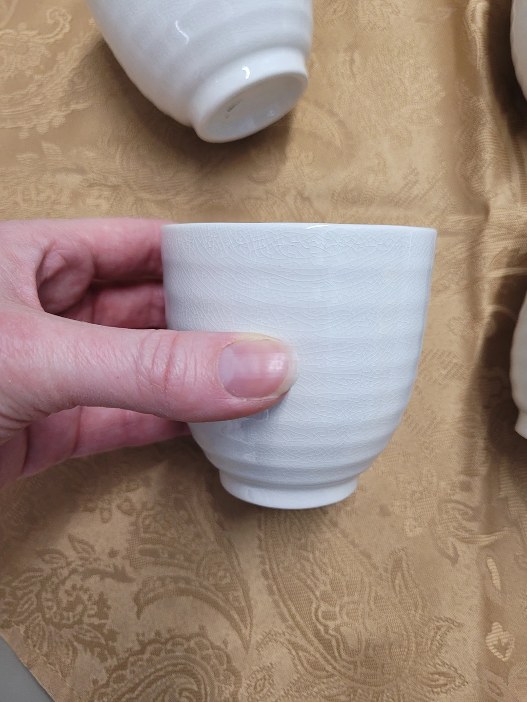 4 White Ceramic Tea Cups image indicator(2)