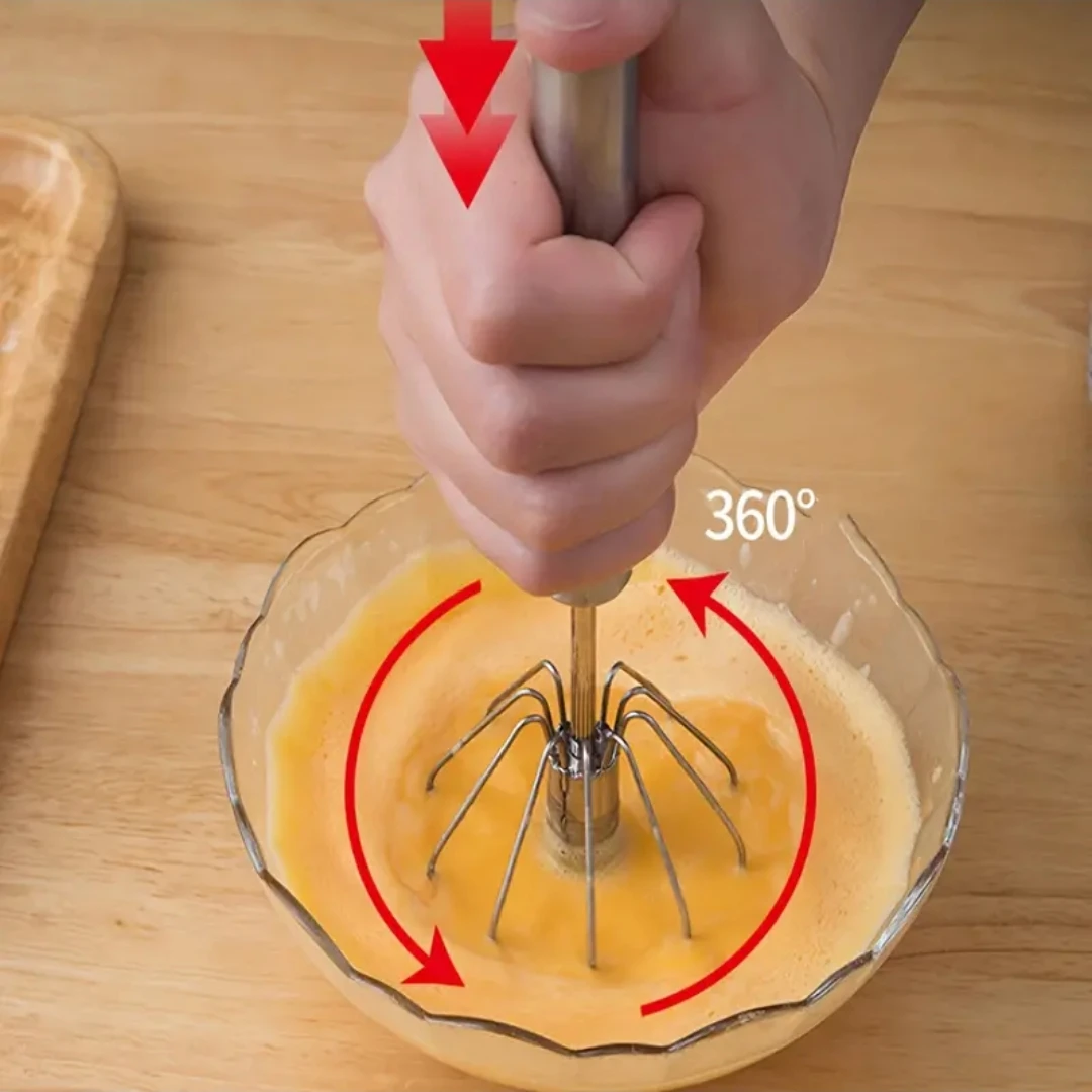 1pc Semi-automatic Rotary  Beater, Stainless SteelWhisk. image indicator(4)