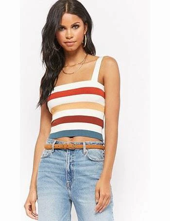 Forever 21 cropped multi color striped tops image indicator(3)