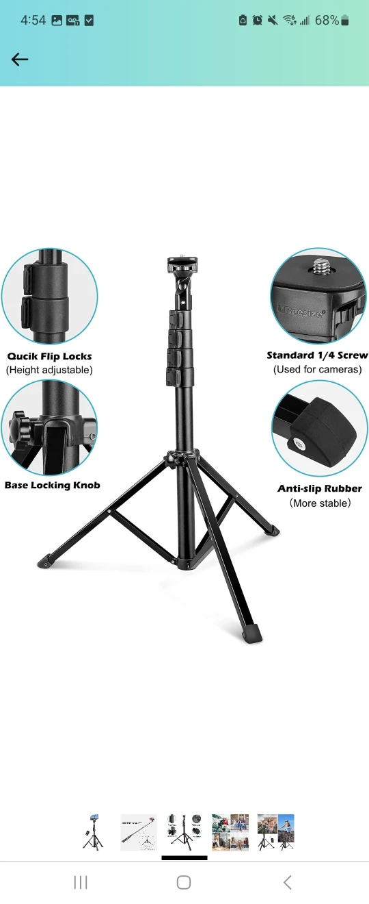 Extendable tripod stand for phone & camera with Bluetooth remote thumbnail