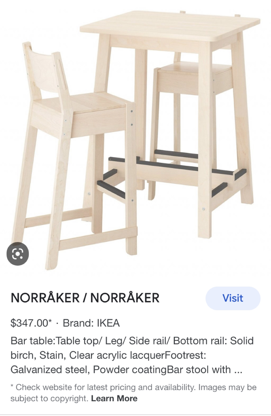 IKEA Norraker Bar Table | Karrot