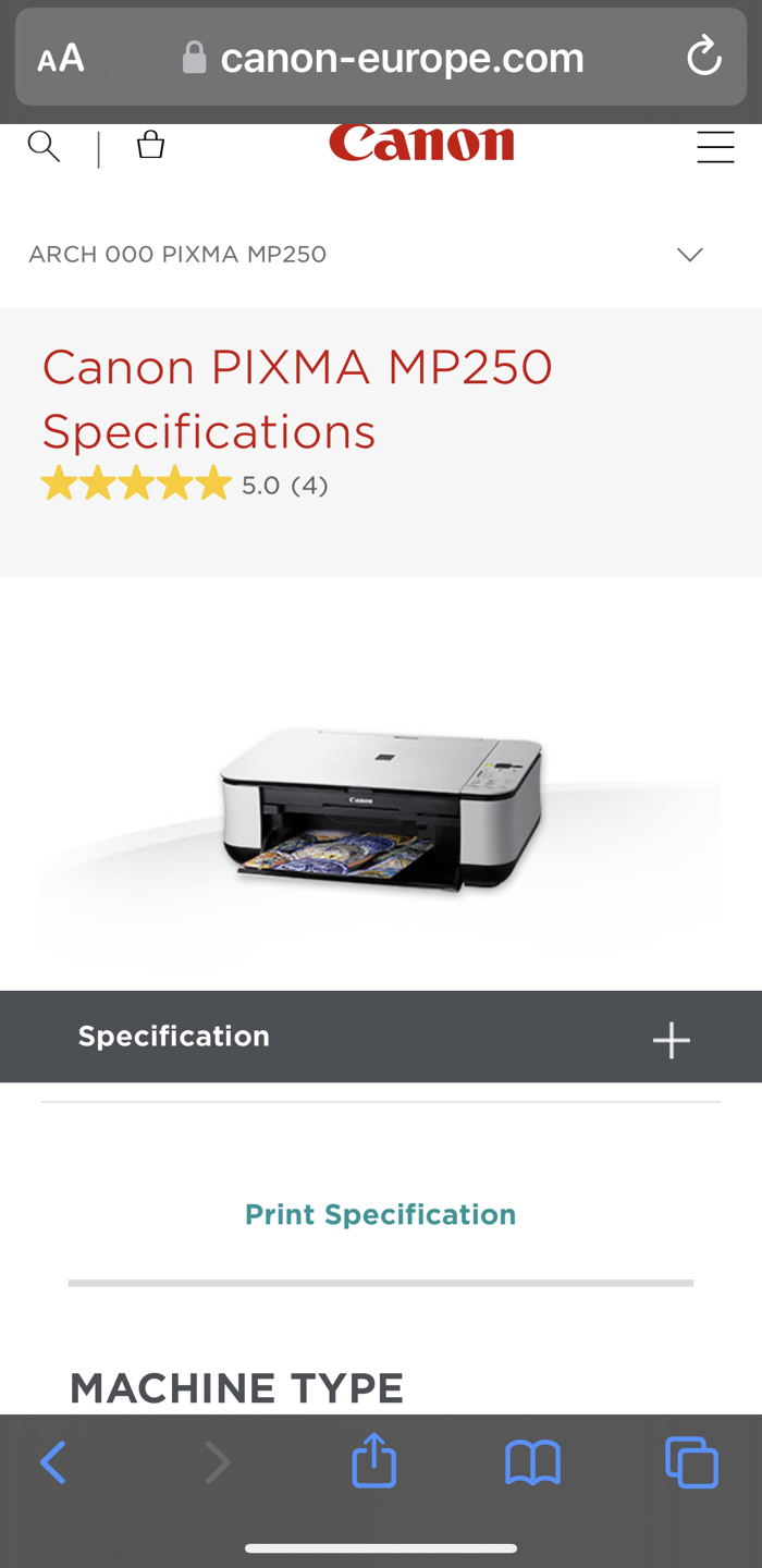 Canon color printer with ink