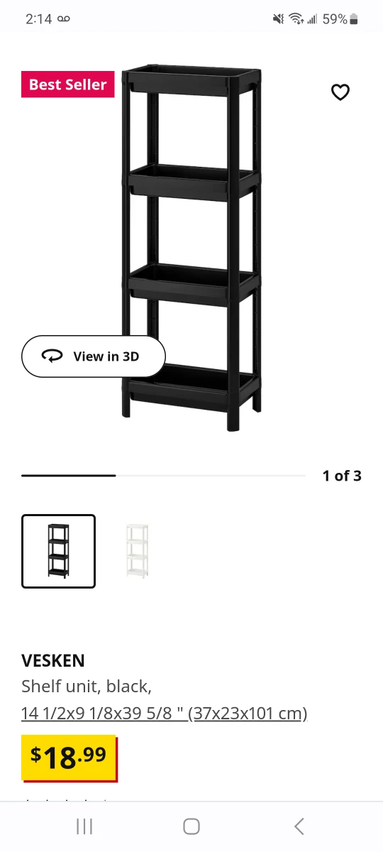 Ikea Vesken Shelf Unit (Black) image indicator(2)