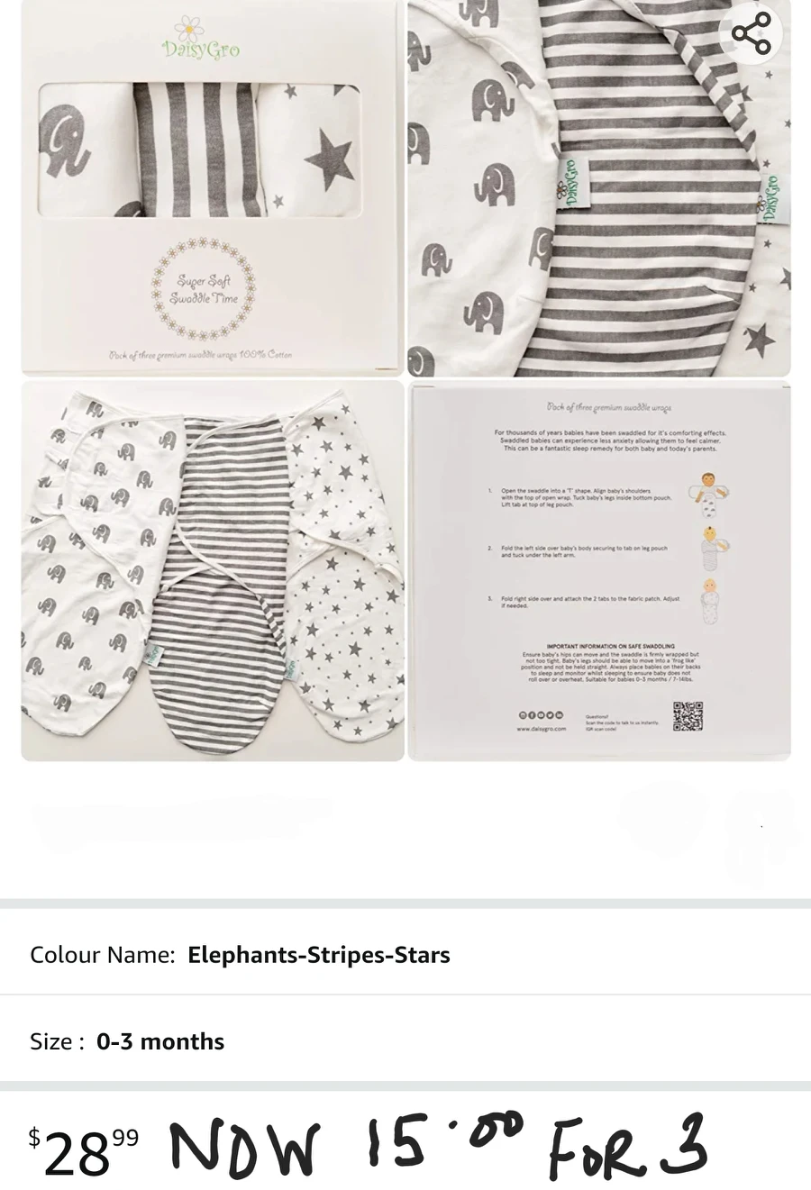swaddles 3 for 15 New! unboxed