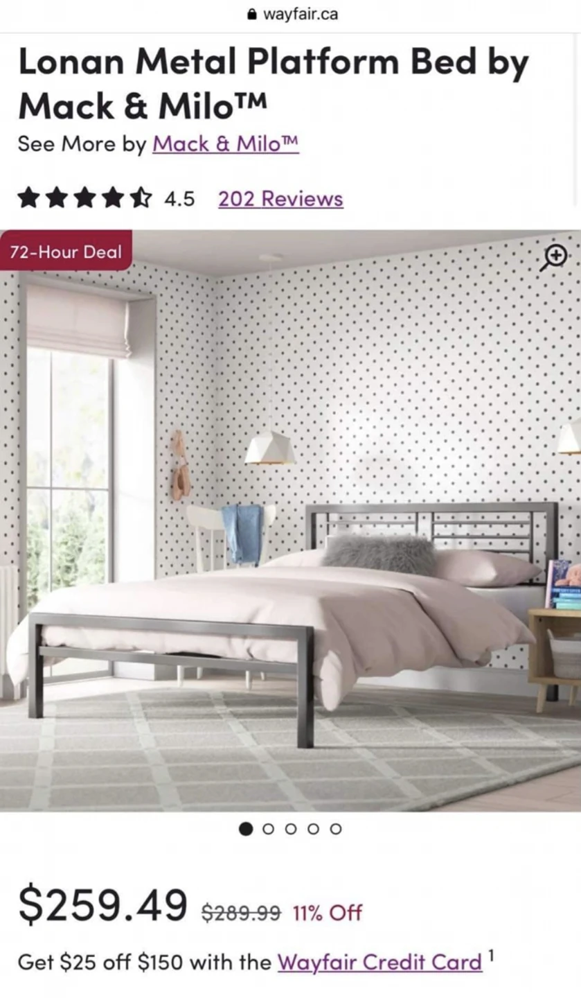 Metal Wayfair Bed Frame - Fits Full Size Mattress - photo 3