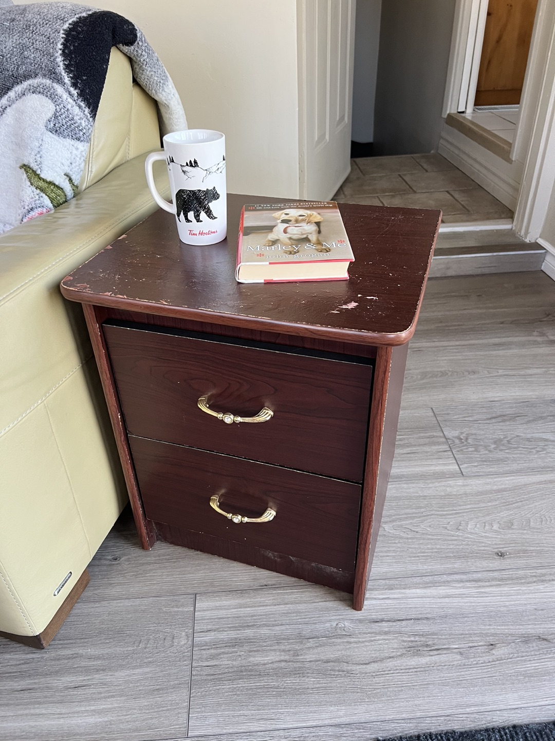 One Bedside table (end table) with timmies collector mug thumbnail