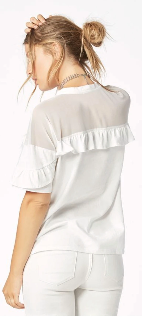 Gorgeous JustFab White Mesh Tee image indicator(2)