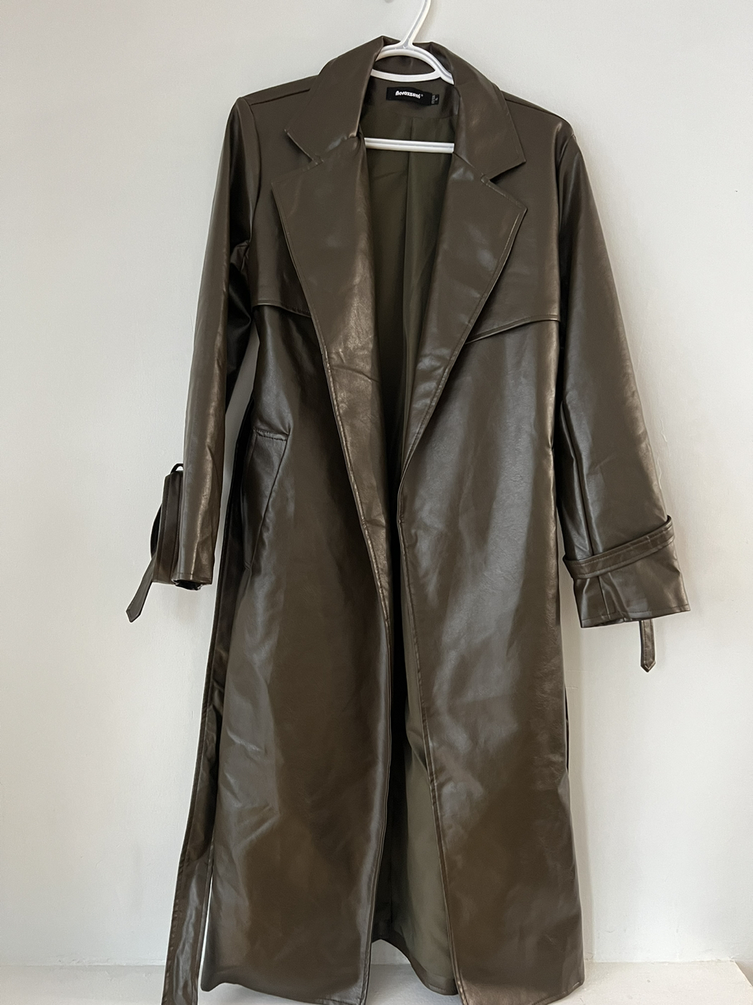 Faux leather trench