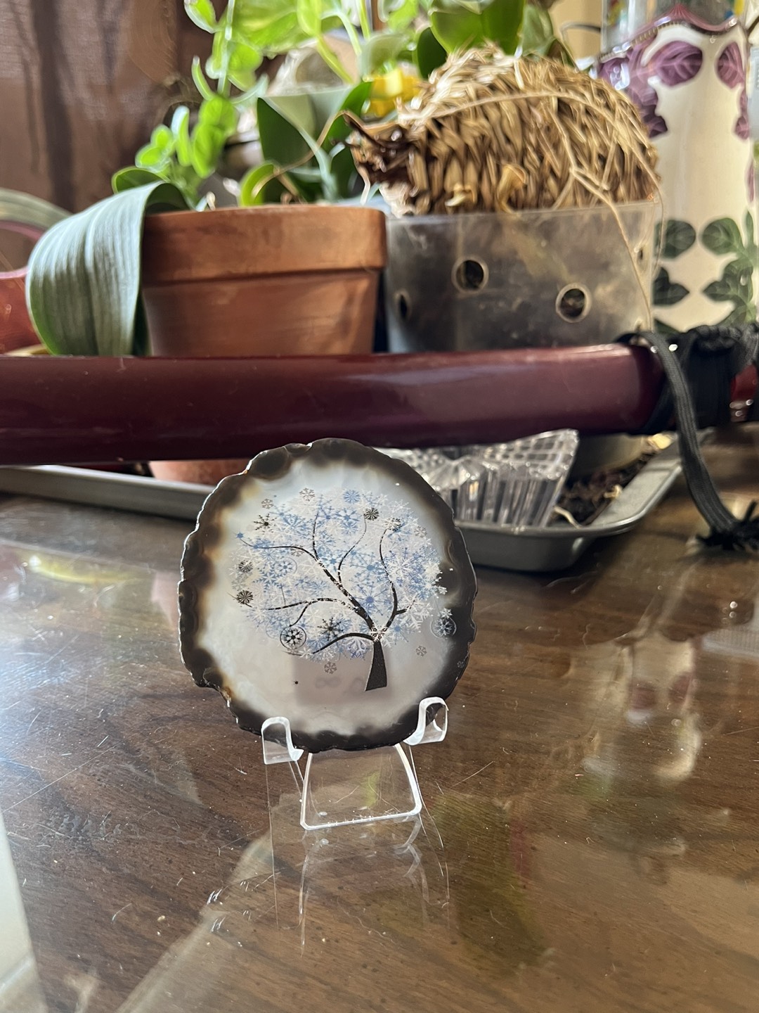 Agate slice with painted winter tree thumbnail