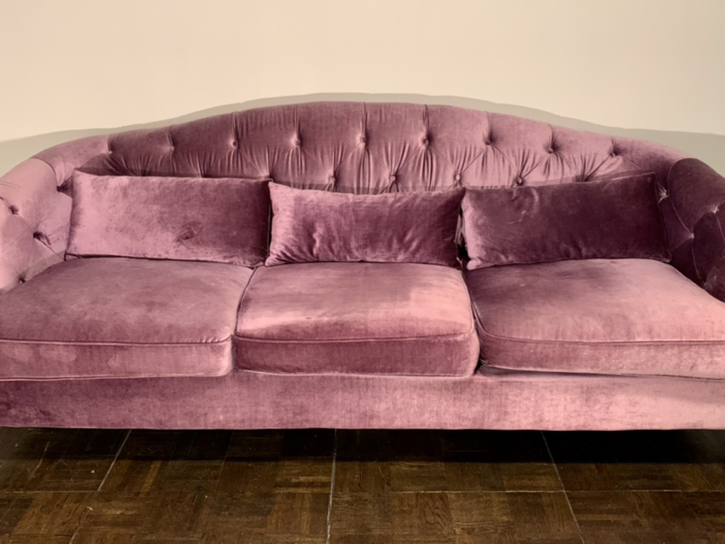 Purple Velvet Tufted Sofa - photo 2